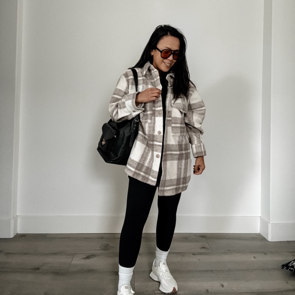 Beige Plaid Oversized Shacket (XS & S) - Picture 2 of 11